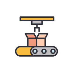 Poster - Conveyor colored icons, minimalist vector illustration ,simple transparent graphic element .Isolated on white background