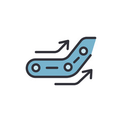 Poster - Conveyor colored icons, minimalist vector illustration ,simple transparent graphic element .Isolated on white background