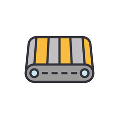 Poster - Conveyor colored icons, minimalist vector illustration ,simple transparent graphic element .Isolated on white background