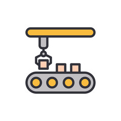 Poster - Conveyor colored icons, minimalist vector illustration ,simple transparent graphic element .Isolated on white background