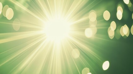 Radiant light bursts through a soft green haze.