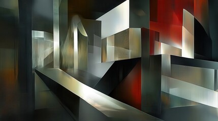 Poster - Abstract urban cityscape composition, rendered in a geometric style.