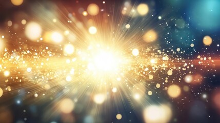 Poster - Abstract burst of radiant light with shimmering particles.