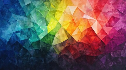 Poster - Geometric spectrum with a vibrant mosaic of polygonal shapes background