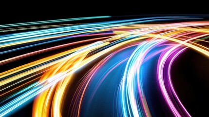 Poster - Abstract light trails depict a vibrant, dynamic motion.
