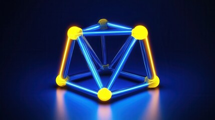 Poster - Geometric luminous structure on a dark background.