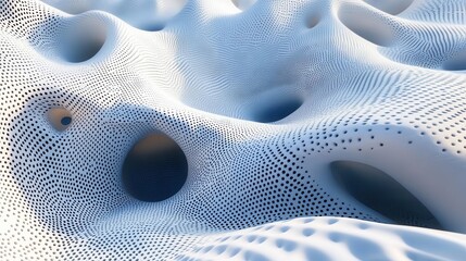 Poster - Abstract textured surface of undulating white forms.