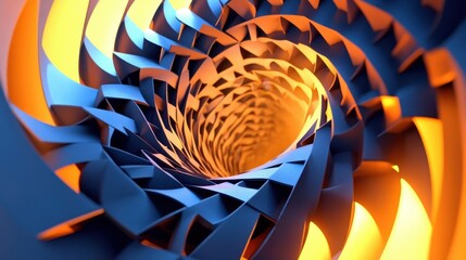 Poster - Intricate, swirling tunnel of geometric shapes.