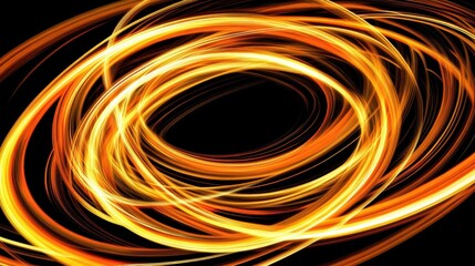 Poster - Abstract swirling circles of golden light against a black backdrop.