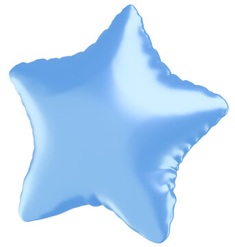 3D画像_星型の風船_水色
