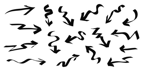 Poster - Doodle Arrows icons Set. hand drawn arrow icon with various directions. isolated on a white background
