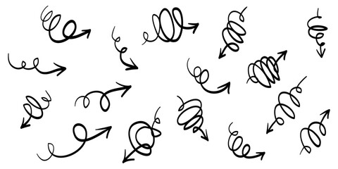 Poster - Doodle Arrows icons Set. hand drawn arrow icon with various directions. isolated on a white background