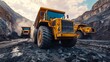 © Moonsterkat - Heavy mining vehicles navigate a rugged, dusty terrain.