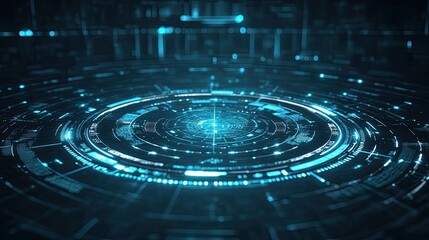 Abstract Futuristic Technology Interface Design Glowing Circular Network Digital Data  Innovation