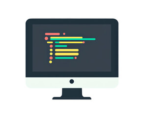 Poster - Illustration of a desktop computer screen displaying code isolated on transparent background