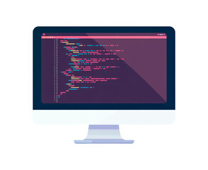 Poster - Code displayed on a computer screen simple illustration isolated on transparent background