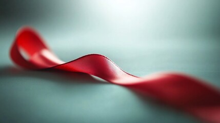 Aufkleber - A vivid red satin ribbon bow showcases its smooth texture and shiny finish against a soft pastel backdrop, offering a refined and minimalist style