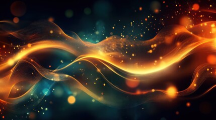 Poster - Ethereal flowing golden luminescence amidst a cosmic twilight serenity