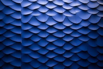 Poster - Dark azure background features geometric shapes and a wavy line pattern, creating a modern, abstract aesthetic with a hint of texture for design purposes