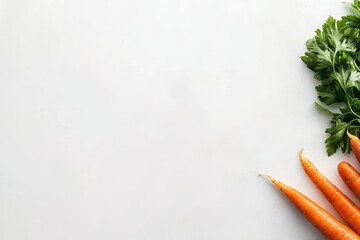 Aufkleber - Close-up of a fresh carrot with green leaves on a clean surface, highlighting its vibrant color and natural texture, ideal for food-related projects