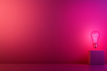 Aufkleber - A glowing lightbulb rests atop a sleek block, surrounded by a bold, colorful background, offering ample space for impactful messaging and creativity