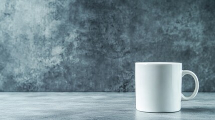 Aufkleber - Plain white ceramic mug rests on a softly lit surface, highlighting its elegant design with gentle shadows and providing ample copy space on the right side