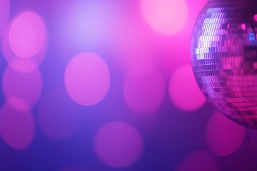 Poster - A shiny disco ball showcases intricate facets that reflect a captivating array of colors against a blurred background filled with soft bokeh circles, perfect for events