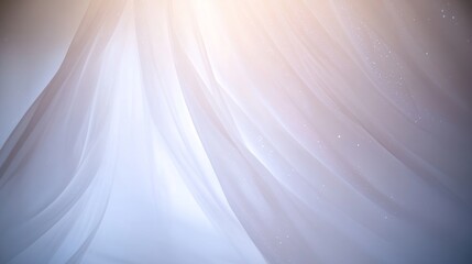 Aufkleber - A soft, close-up view of white fabric elegantly draped on a white background emits an ethereal vibe with sparkles and serene silver accents throughout