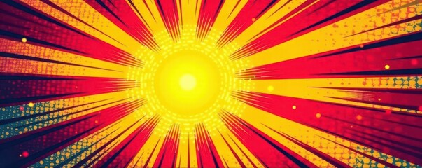 Vibrant sunburst, comic halftone texture Retro pop art background , gradient, explosion, pattern