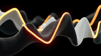 Poster - abstract design with glowing lines and textured shapes.