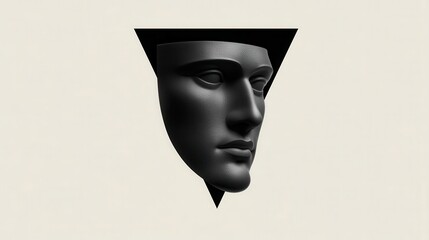 Poster - Abstract portrait of a face within a triangular cutout.