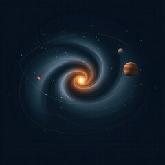 Wall Mural - a spiral galaxy's swirling celestial structures and orbiting planets.
