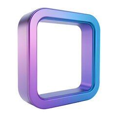 Poster - 3d glossy rounded square frame purple blue color isolated on white background png