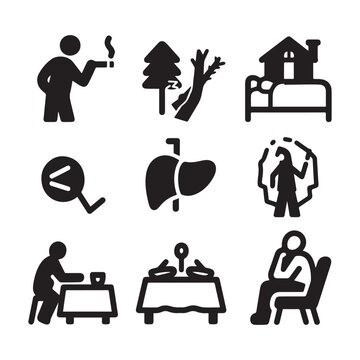 A collection of 9 simple, easy, outlined, black and white icons.