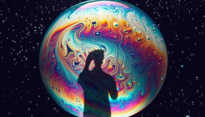Wall Mural - shadow on bubble surface a fleeting shadow cast onto the surface