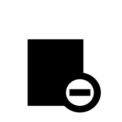 Poster - Black square with a white circle containing a horizontal line representing subtraction or removal symbol