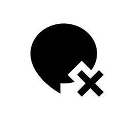 Poster - Black speech bubble with a white x mark indicating removal or deletion on a white background plain