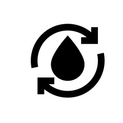 Aufkleber - Black water drop encircled by a circular arrow indicating a cycle or rotation on a white background