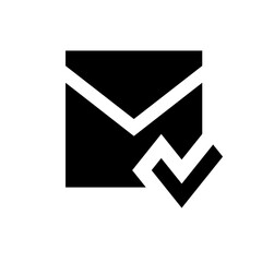 Poster - Black and white graphic of an envelope with a checkmark indicating a successful message delivery status