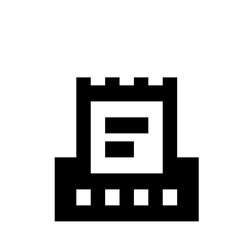 Poster - Black and white castle icon with crenellations and two horizontal bars in the center of the structure