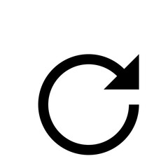 Poster - circular arrow pointing right indicating reload refresh or repeat action in simple black design elem