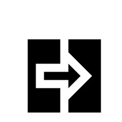 Poster - White right arrow originating from a split in a black square on a white background design element