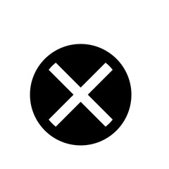 Poster - Black circle containing a white x shape indicating an error or a close action with simple design style