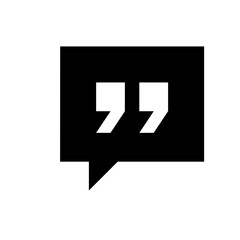 Poster - Black speech bubble with quotation marks indicating dialogue or conversation in a minimalist style design