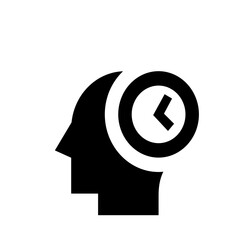 Poster - Silhouette of a head with a clock inside representing time management and scheduling concept design idea