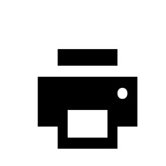 Poster - A simple black and white illustration of a printer with a blank screen and a circular button on the side