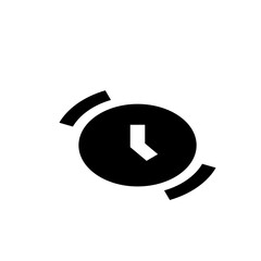Poster - Black clock with white hands and curved lines above and below the clock face indicating motion or vibration
