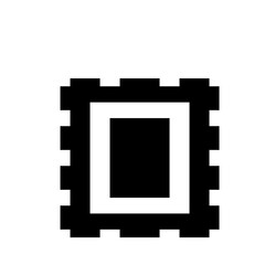 Poster - Simple black and white pixel art illustration of a rectangular frame with a decorative border design