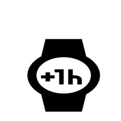 Poster - Illustration of a black smartwatch displaying plus one hour time adjustment on its face exactly