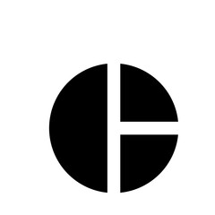 Poster - Black circle divided by white lines into quadrants creating a bold and minimalist abstract design element